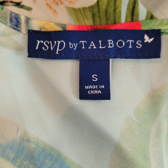 RSVP BY TALBOTS Blouse Blue Floral Tropical - Picture 8 of 8